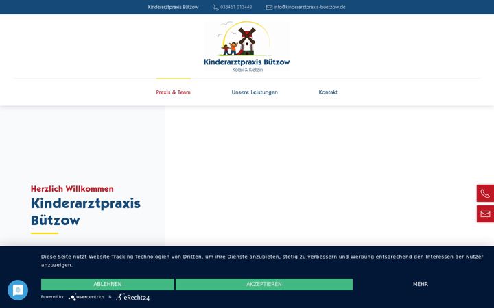 Screenshot of kinderarztpraxis-buetzow.de