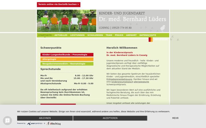 Screenshot of kinderarztpraxis-coswig.de