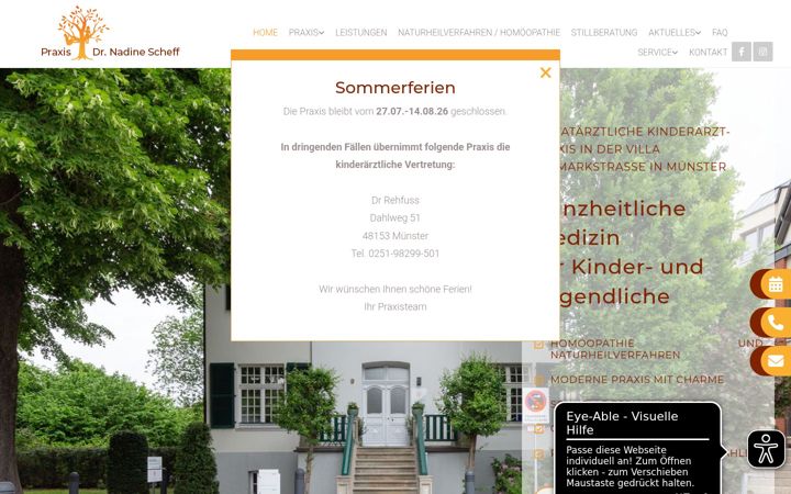 Screenshot of kinderarztpraxis-dr-scheff.de