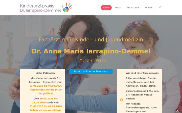 Screenshot of kinderarztpraxis-iarrapino.de