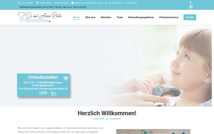 Screenshot of kinderarztpraxis-kirchrode.de