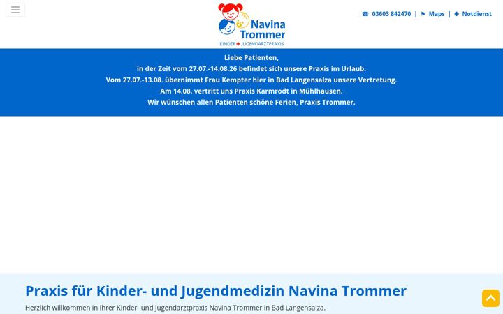 Screenshot of kinderarztpraxis-trommer.de