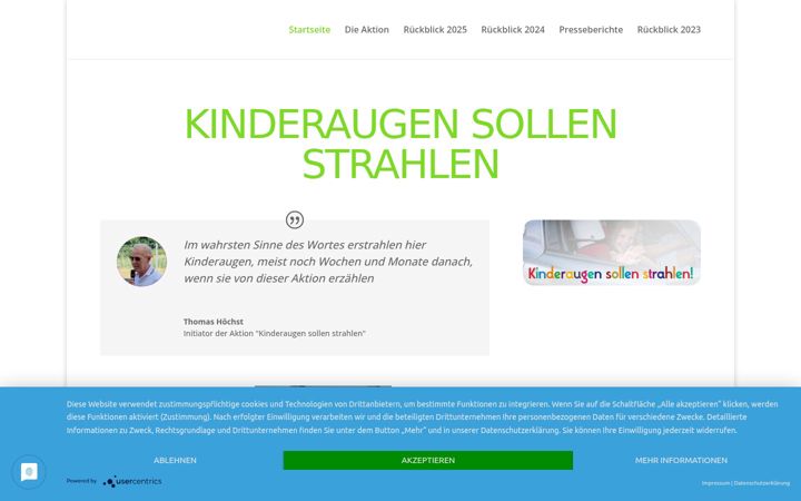 Screenshot of kinderaugen-sollen-strahlen.de