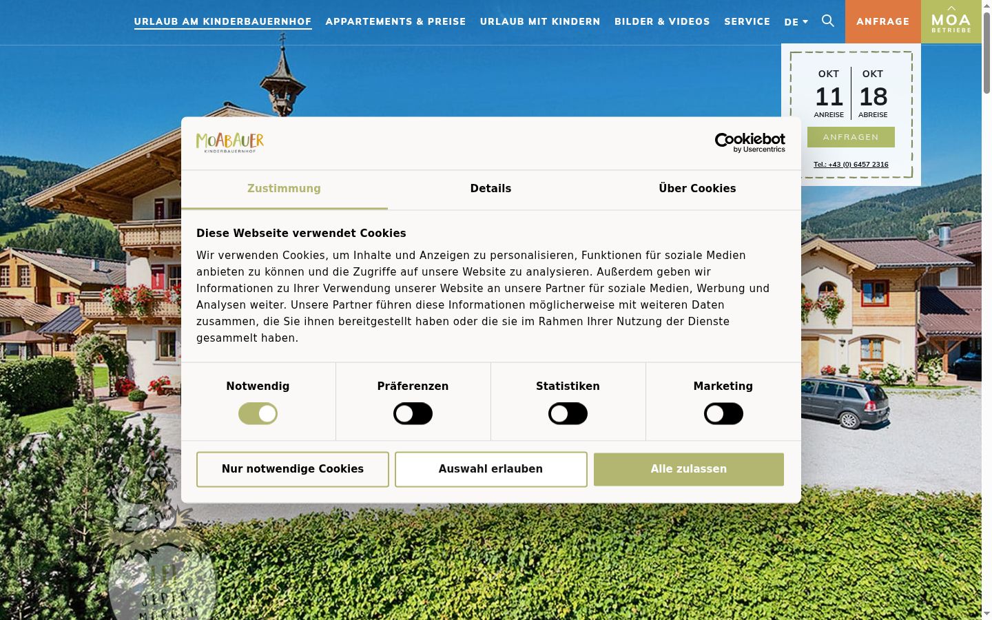 Screenshot of the consent banner shown before any interaction