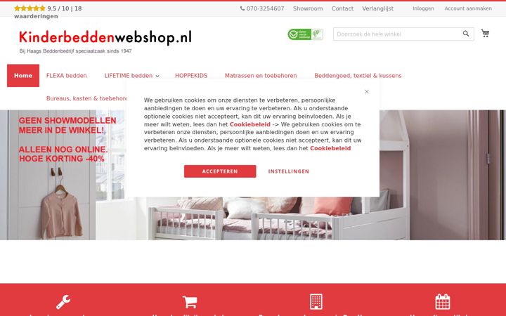 Snímek obrazovky kinderbeddenwebshop.nl
