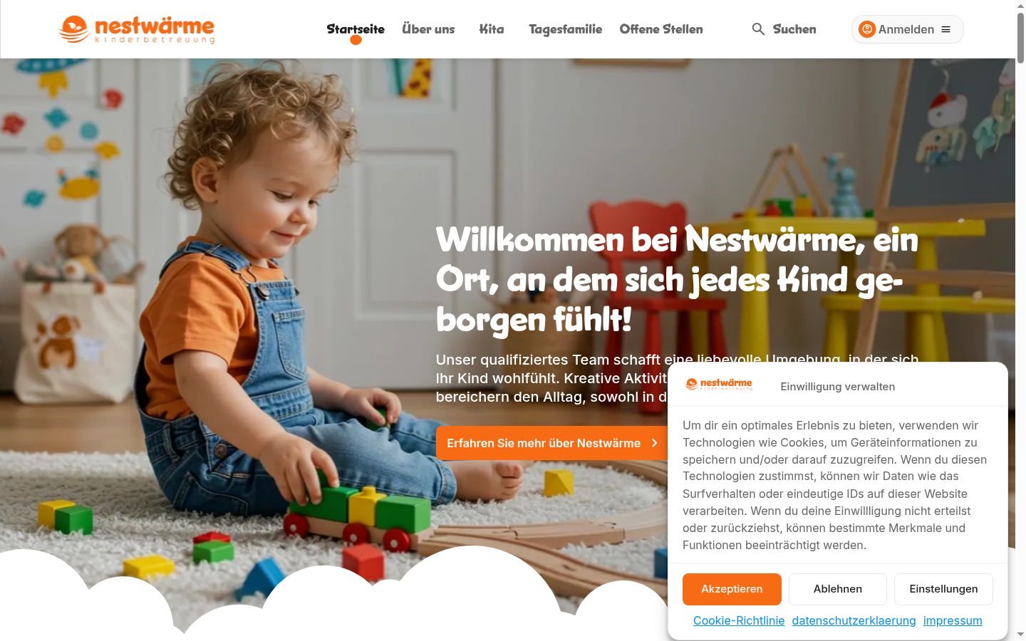 Ekrānuzņēmums ar piekrišanas baneri, kas tika rādīts pirms jebkādas mijiedarbības
