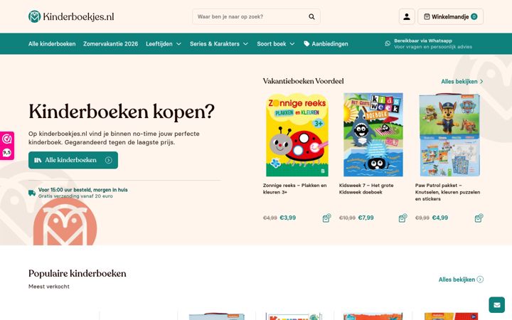 Screenshot van kinderboekjes.nl
