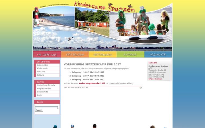 Screenshot of kindercamp-spatzen.de
