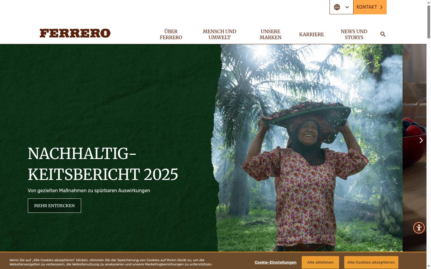 Screenshot del banner di consenso mostrato prima di qualsiasi interazione