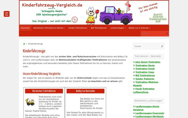 Screenshot of kinderfahrzeug-vergleich.de
