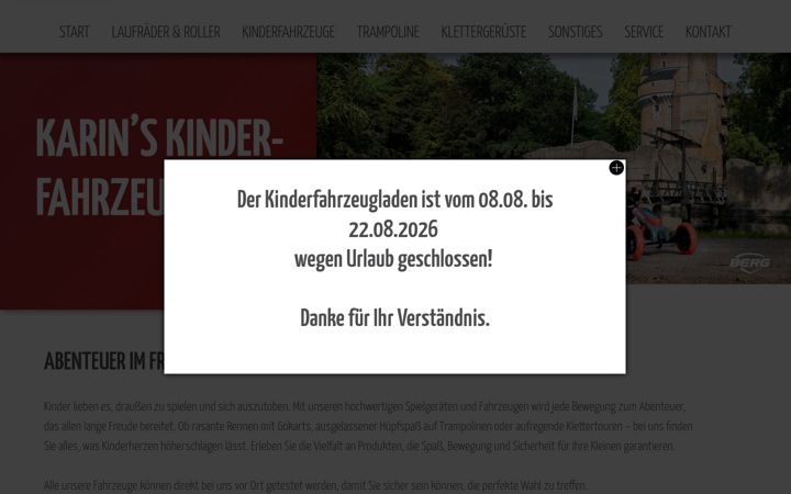 Screenshot of kinderfahrzeugladen.de