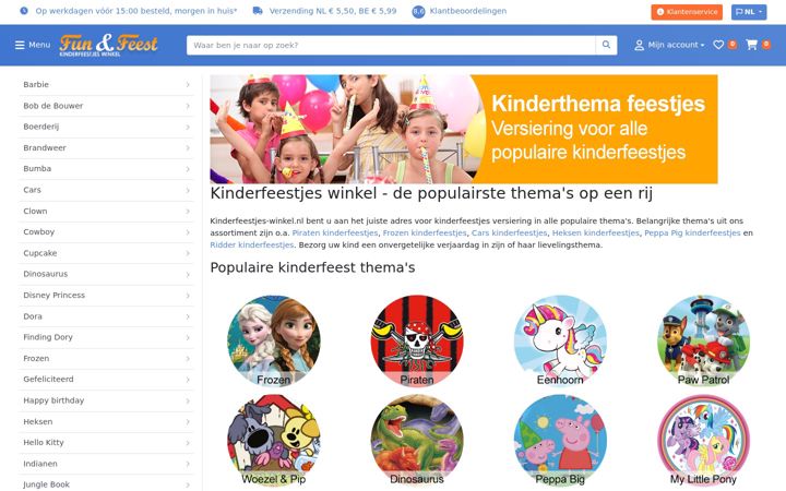Screenshot of kinderfeestjes-winkel.nl