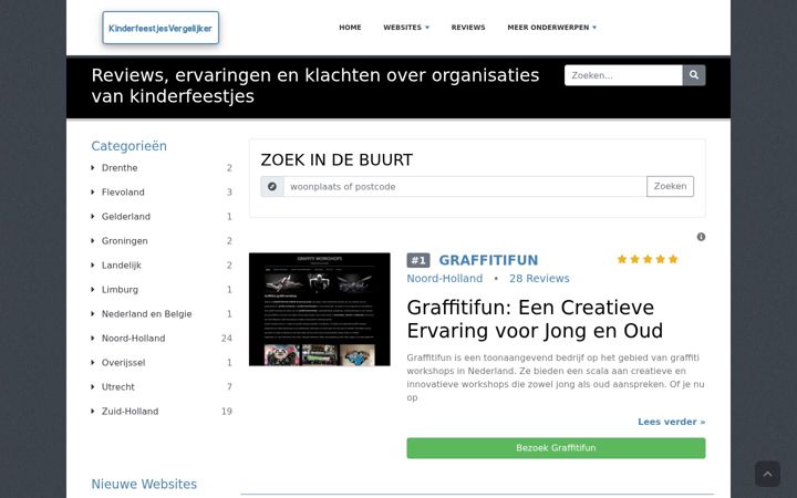 Screenshot of kinderfeestjesvergelijker.nl