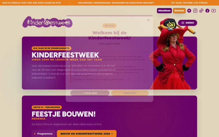 Screenshot of kinderfeestweek.nl