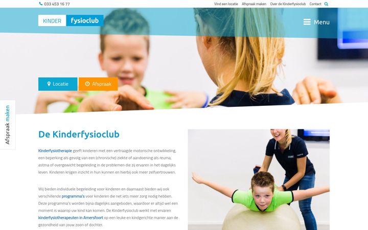 Screenshot of kinderfysioclub.nl