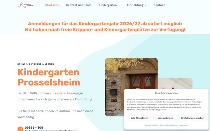 Screenshot of kindergarten-prosselsheim.de