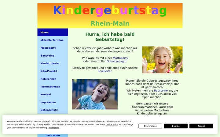 Screenshot of kindergeburtstag-rhein-main.de