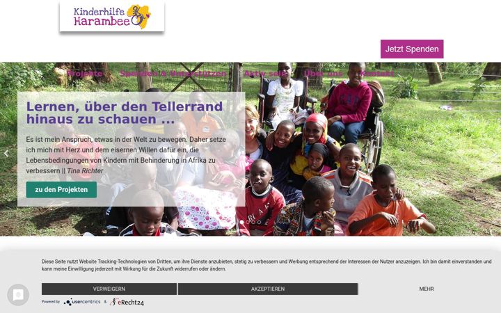 Screenshot of kinderhilfe-harambee.org
