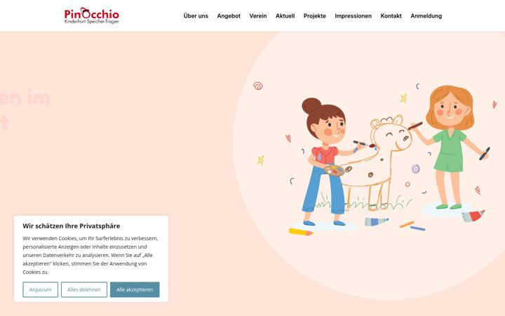 Screenshot of kinderhort-pinocchio.ch