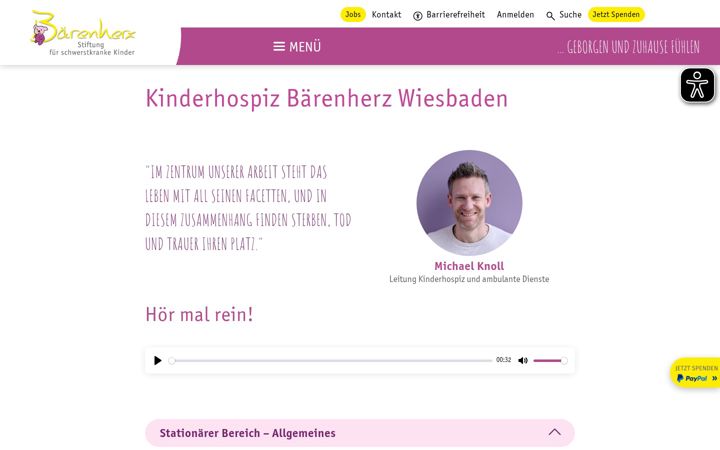 Screenshot of kinderhospiz-wiesbaden.de