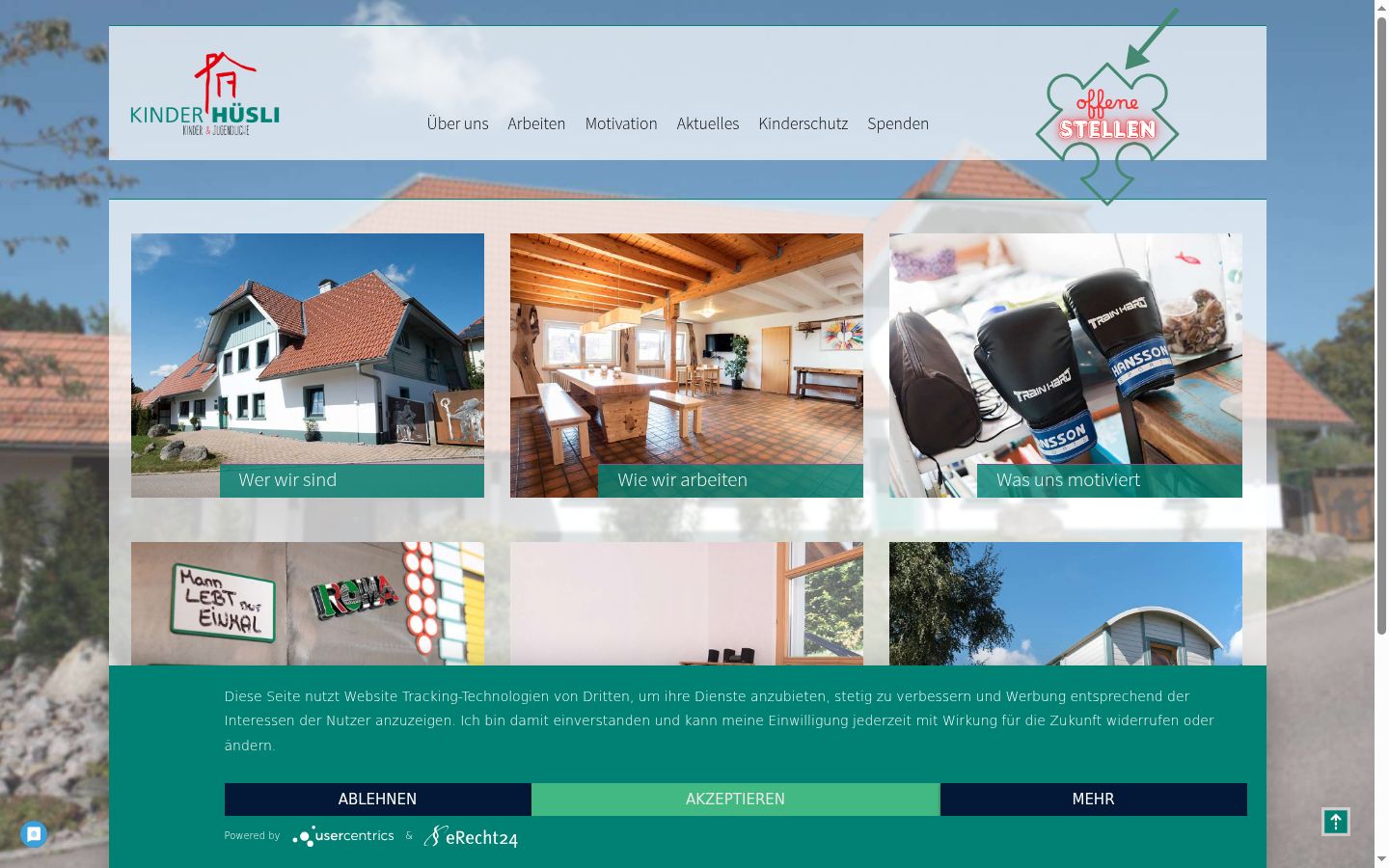 Screenshot des Einwilligungsbanners vor jeglicher Interaktion