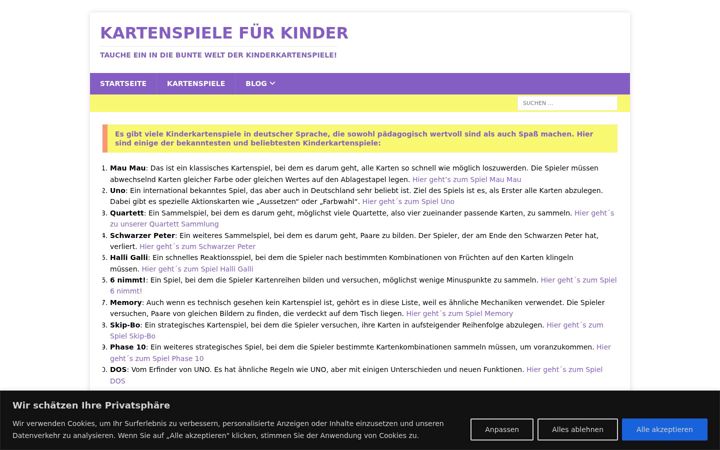 Screenshot of kinderkartenspiele.de