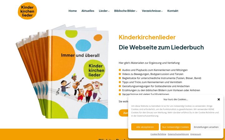 Screenshot of kinderkirchenlieder.de