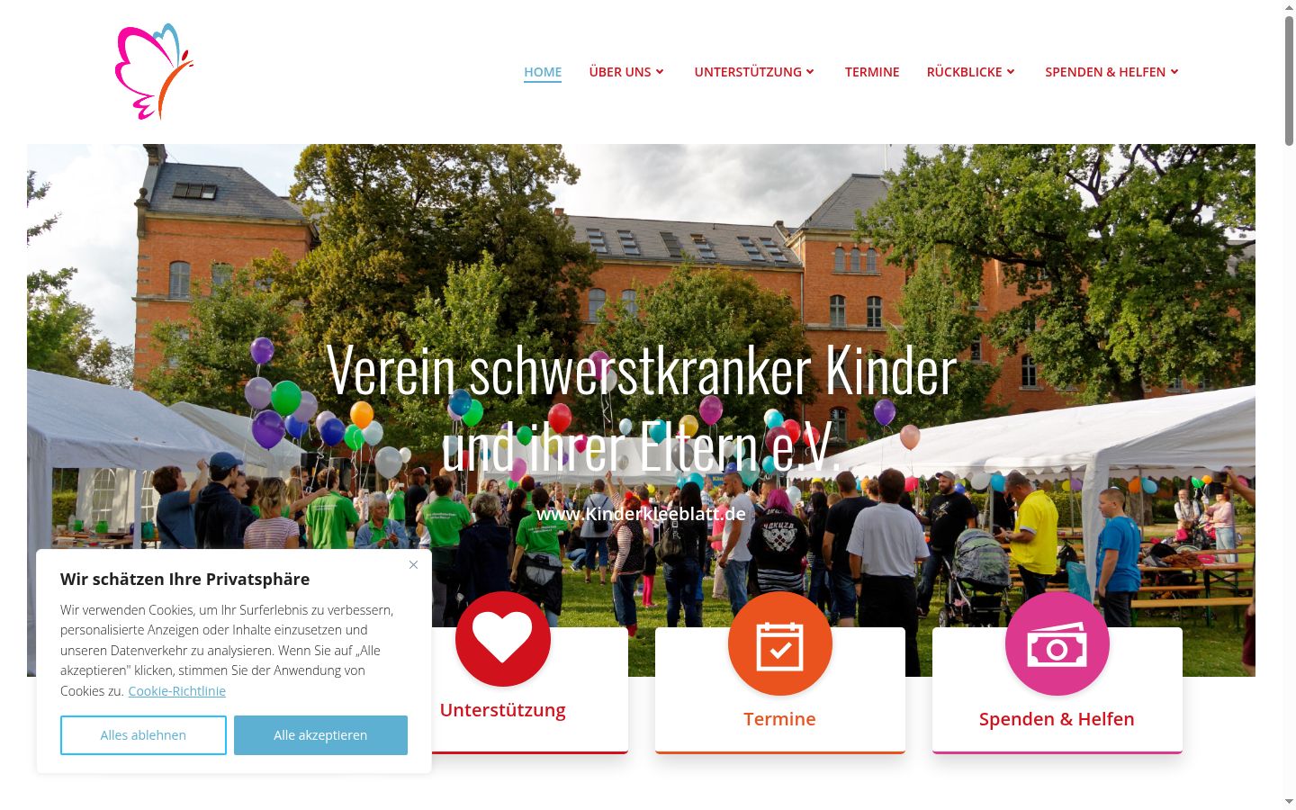 Skärmbild av samtyckesbannern som visades före någon interaktion