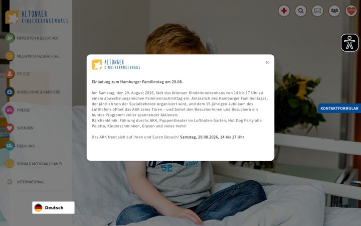 Screenshot of kinderkrankenhaus.net
