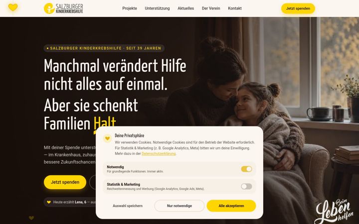 Screenshot of kinderkrebshilfe.com