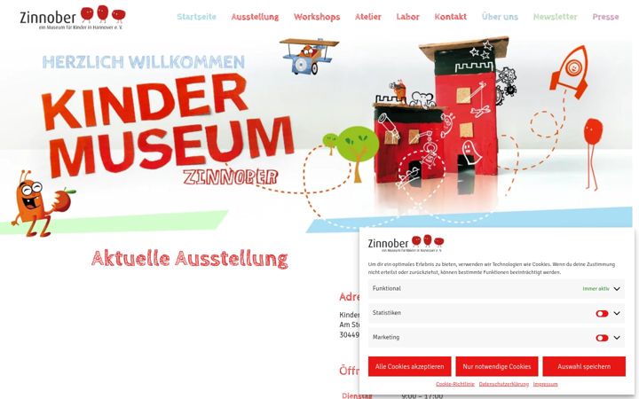 Screenshot of kindermuseum-hannover.de