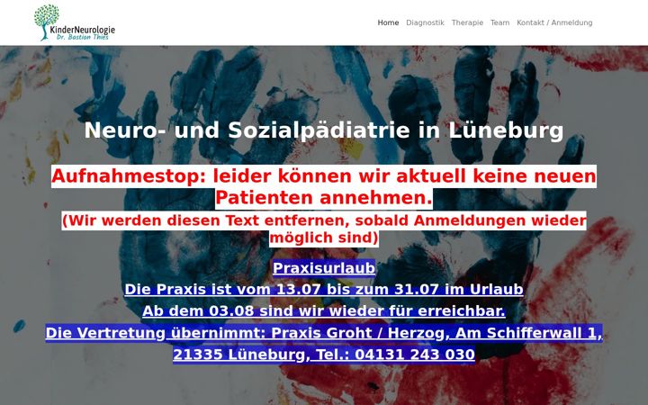 Screenshot of kinderneurologie-thies.de