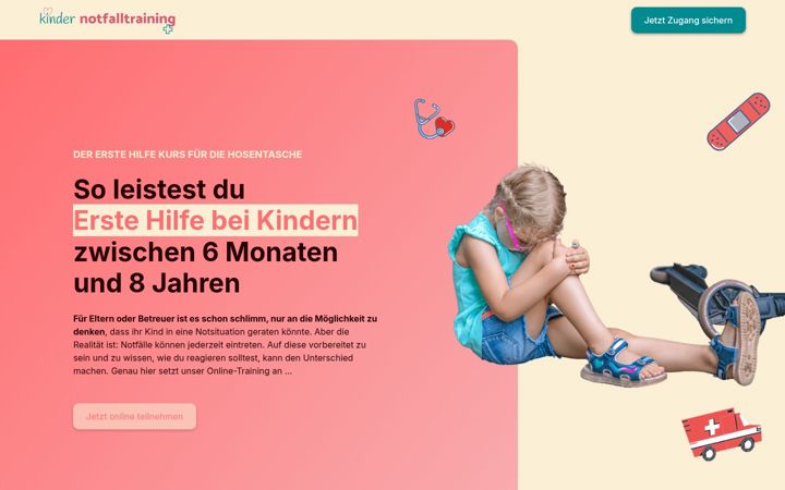 Screenshot of kindernotfalltraining.org