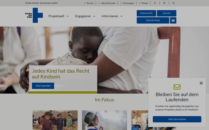 Screenshot of kindernothilfe.de