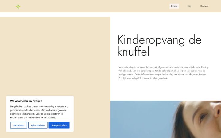 Screenshot of kinderopvangdeknuffel.nl