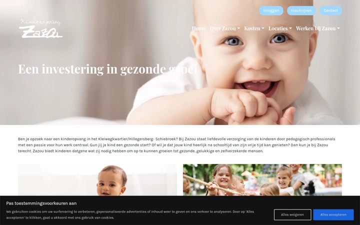 Screenshot of kinderopvangzazou.nl