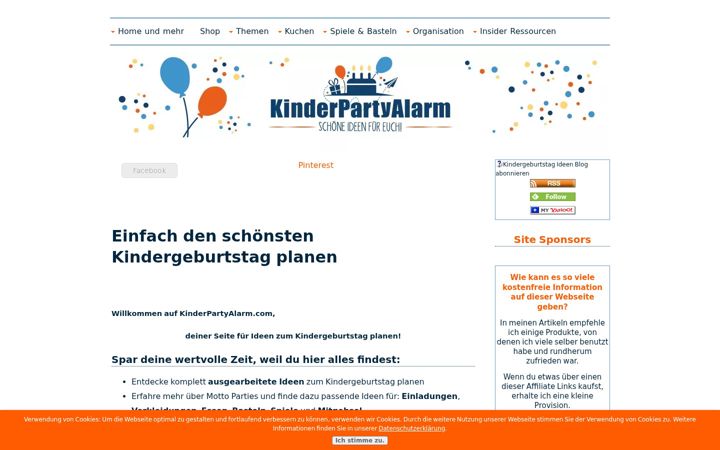 Screenshot of kinderpartyalarm.com