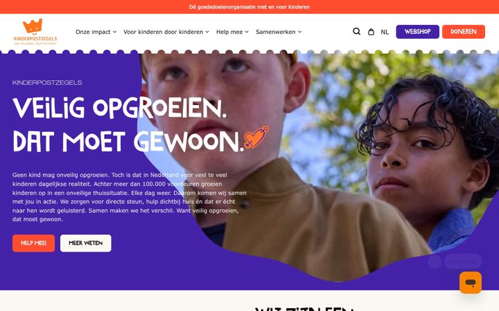 Screenshot of kinderpostzegels.nl