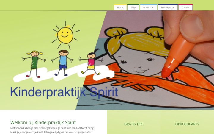 Screenshot of kinderpraktijkspirit.nl