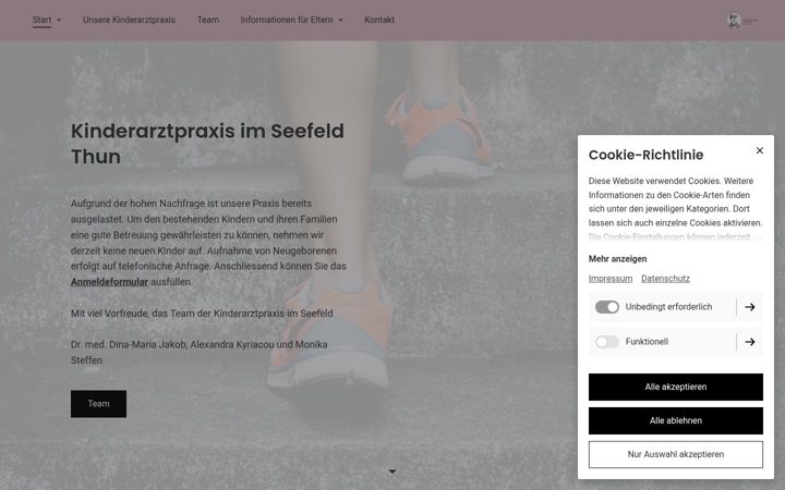 Screenshot of kinderpraxisseefeld.ch