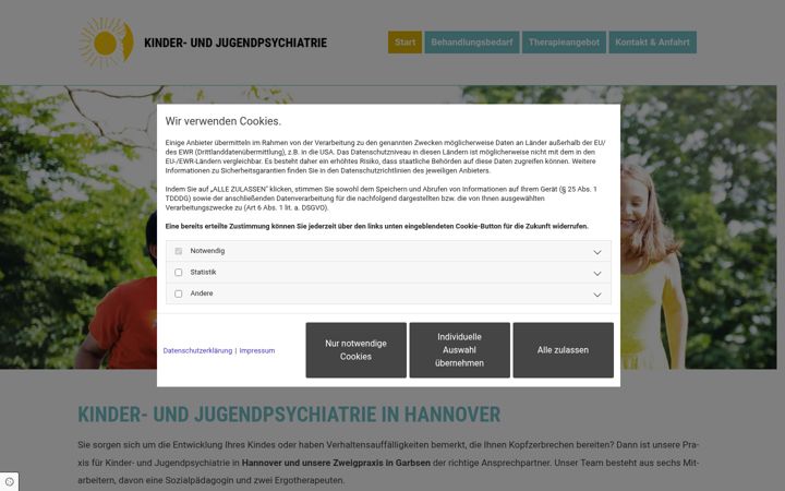 Screenshot of kinderpsychiatrie-hannover.de