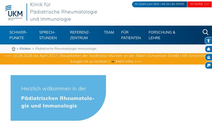 Screenshot of kinderrheumatologie-ambulanz.de