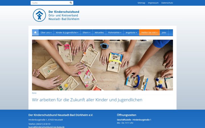 Screenshot of kinderschutzbund-nw-duew.de