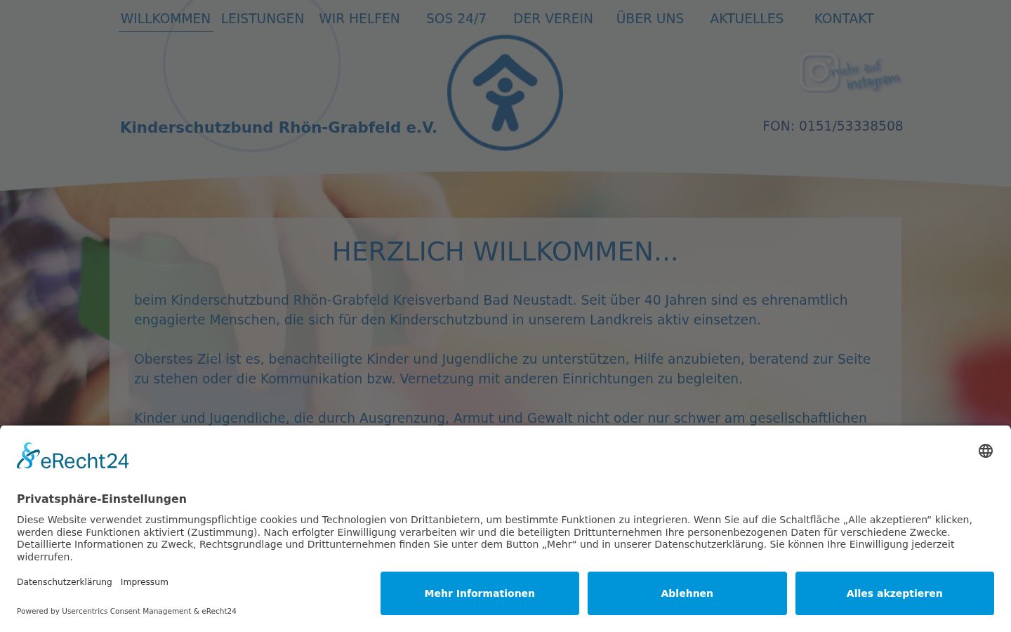 Screenshot del banner di consenso mostrato prima di qualsiasi interazione
