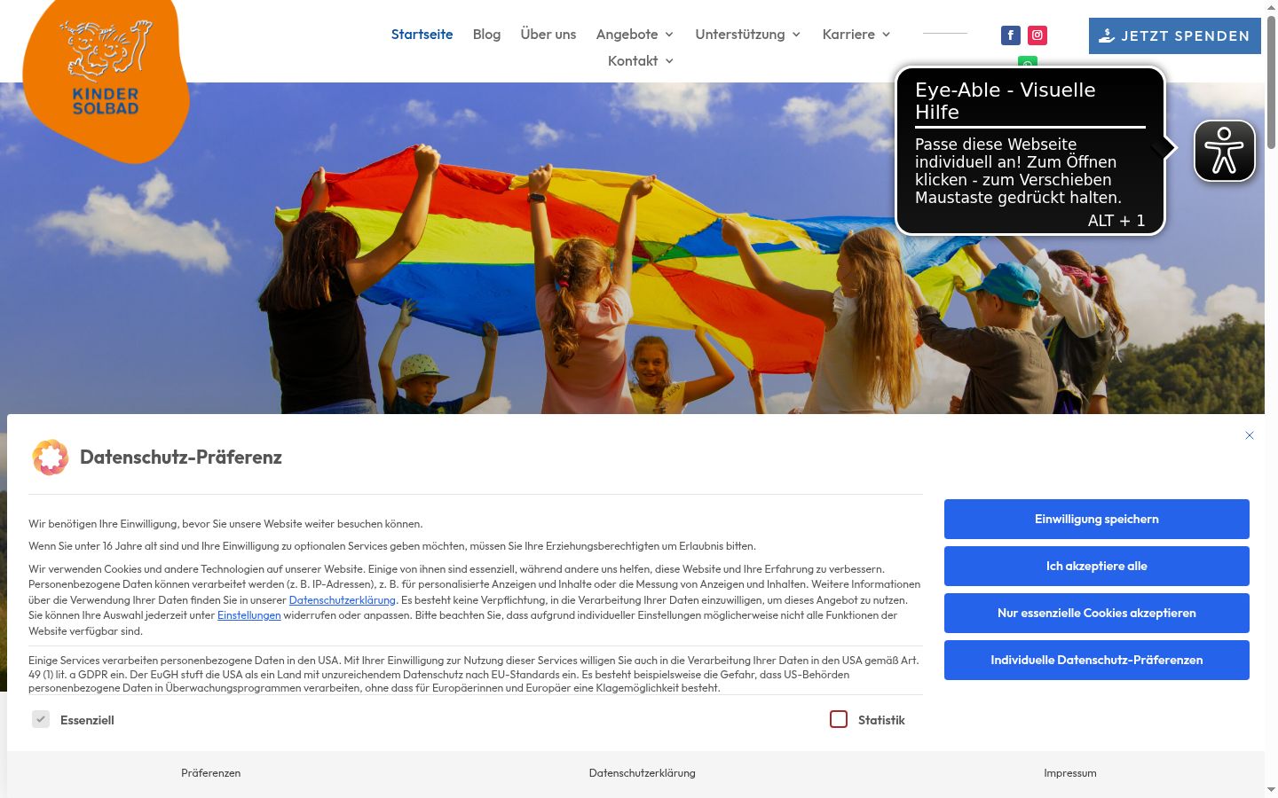 Screenshot del banner di consenso mostrato prima di qualsiasi interazione