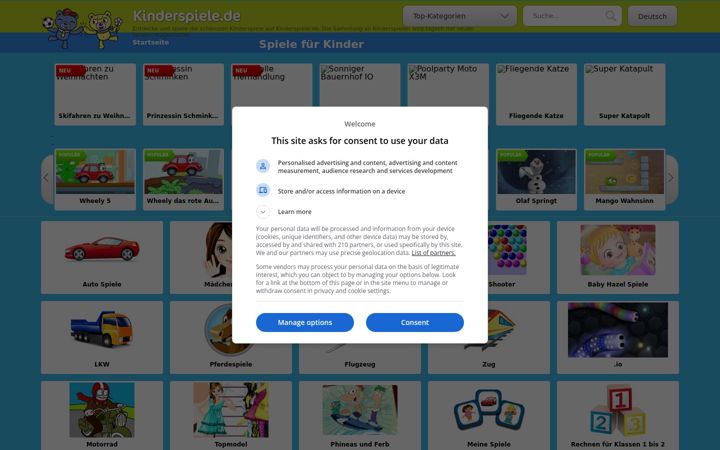Screenshot of kinderspiele.de