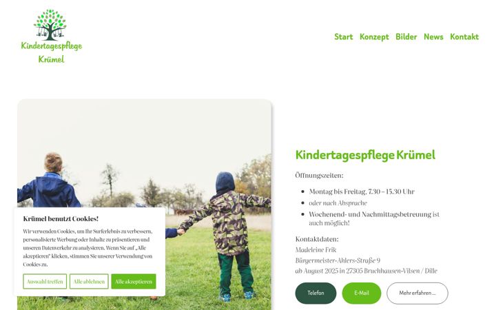 Screenshot of kindertagespflege-kruemel.de