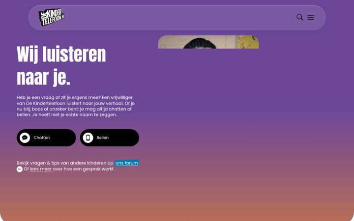 Screenshot of kindertelefoon.nl