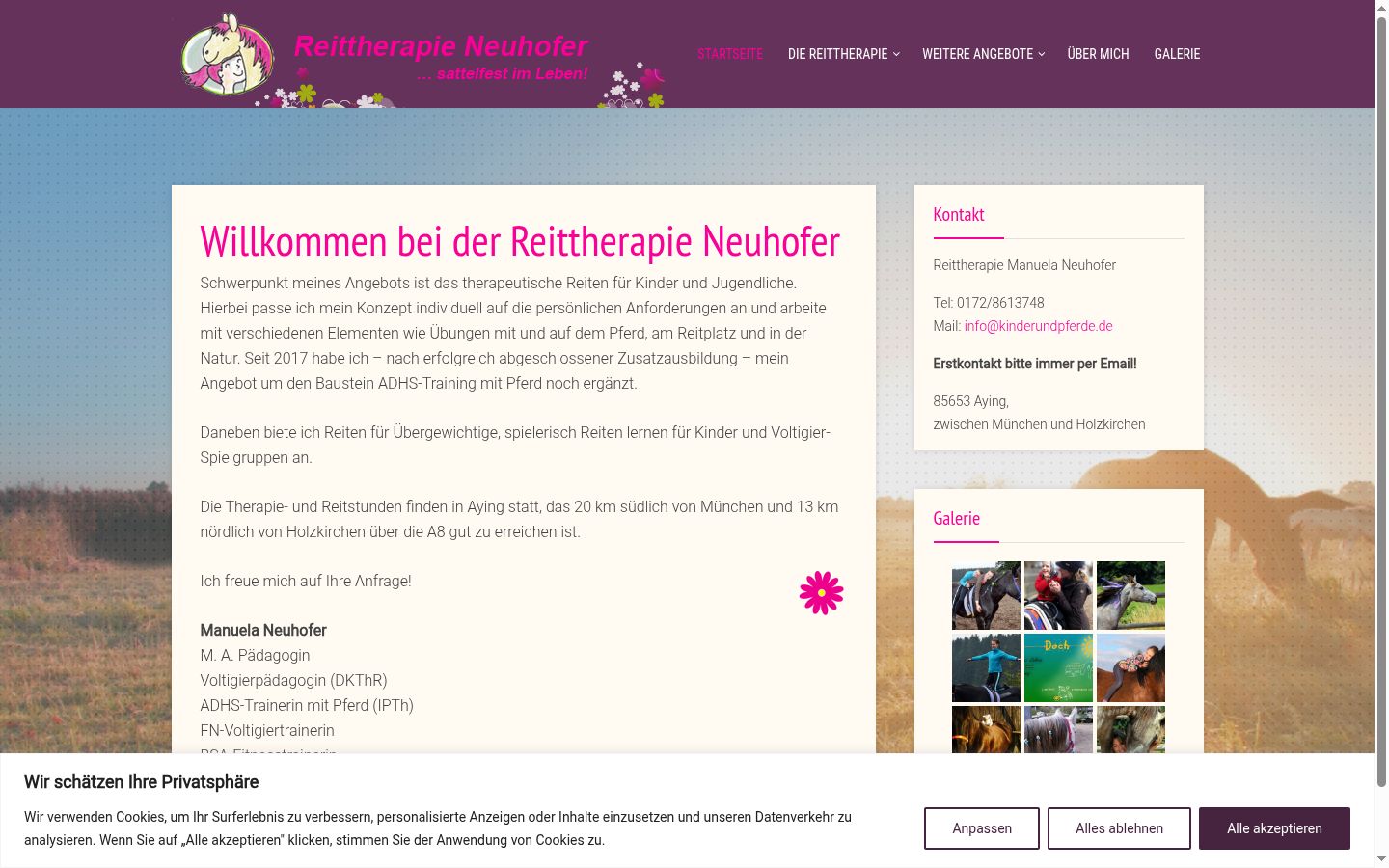 Screenshot des Einwilligungsbanners vor jeglicher Interaktion
