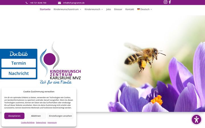 Screenshot of kinderwunschzentrum-karlsruhe.de